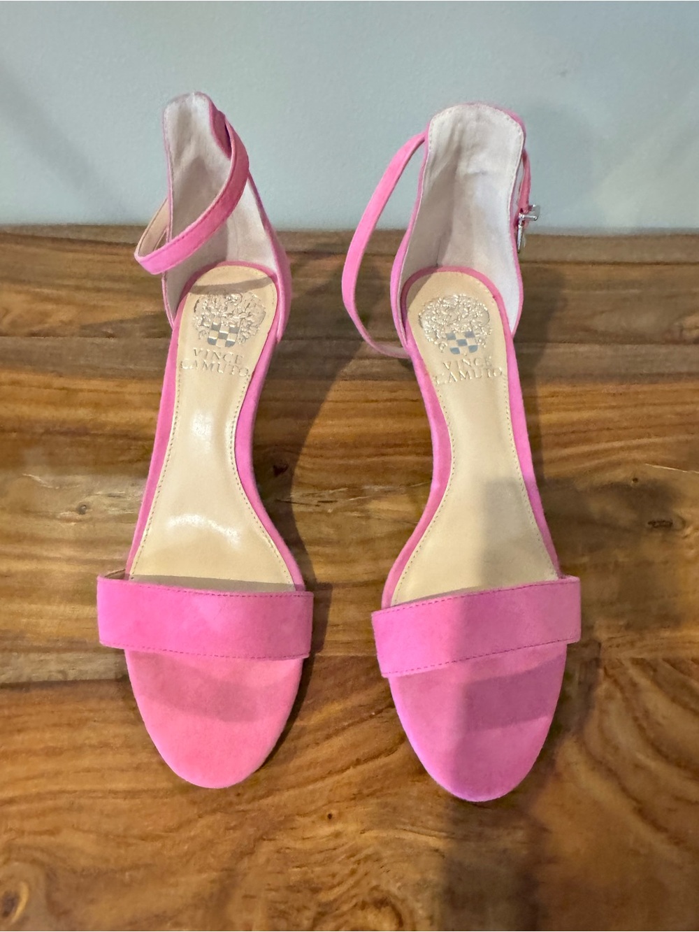 Vince Camuto Hot Pink Suede Ankle-Strap Sandals